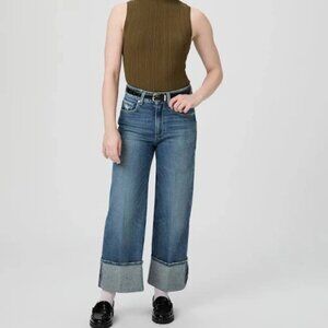 PAIGE Denim Sasha High Rise Wide Leg Cuffed Ankle Jeans Petite